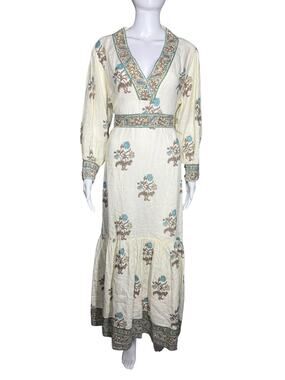 Hannah Artwear Kiya Belted Floral Print 100% Linen Maxi Dress Size 0 / XS